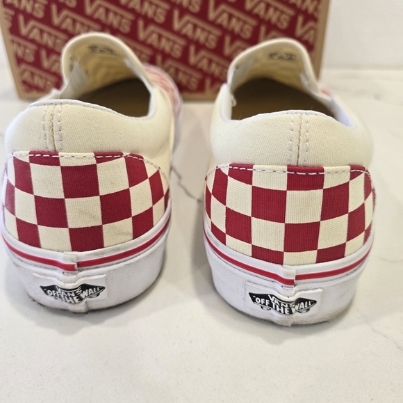 Vans off the wall Classic slip on primary check red and white - Picture 6 of 14